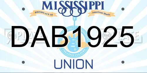 DAB1925 Mississippi License Plate