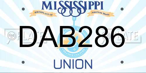DAB286 Mississippi License Plate