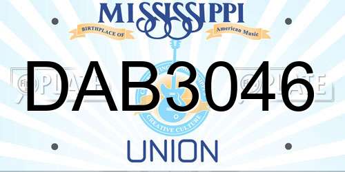 DAB3046 Mississippi License Plate