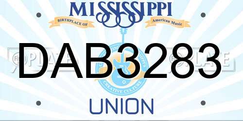 DAB3283 Mississippi License Plate