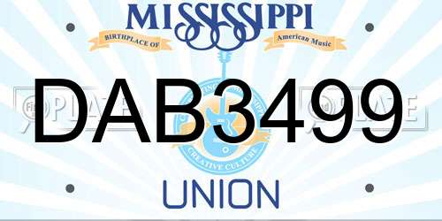 DAB3499 Mississippi License Plate