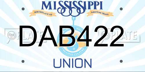 DAB422 Mississippi License Plate