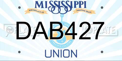 DAB427 Mississippi License Plate