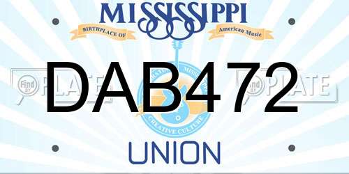 DAB472 Mississippi License Plate