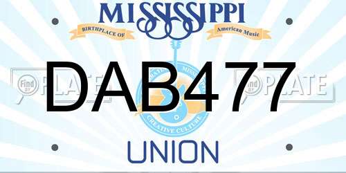 DAB477 Mississippi License Plate