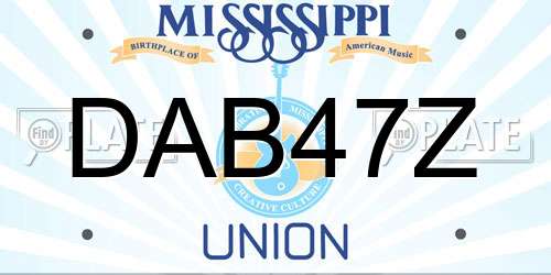 DAB47Z Mississippi License Plate