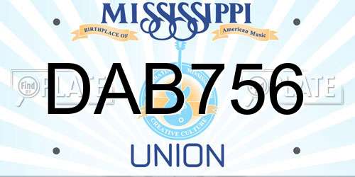 DAB756 Mississippi License Plate