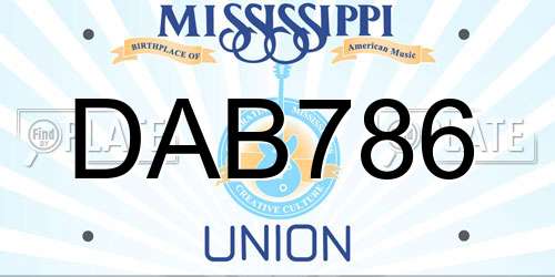 DAB786 Mississippi License Plate