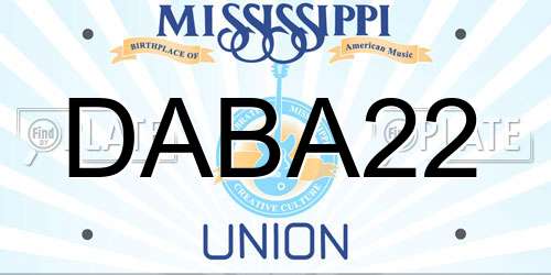 DABA22 Mississippi License Plate