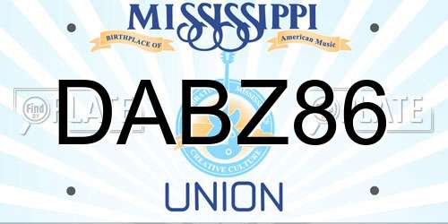 DABZ86 Mississippi License Plate