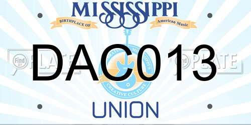 DAC013 Mississippi License Plate