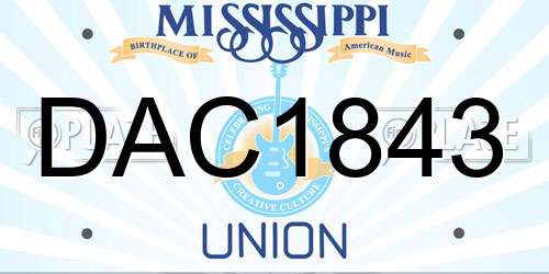 DAC1843 Mississippi License Plate
