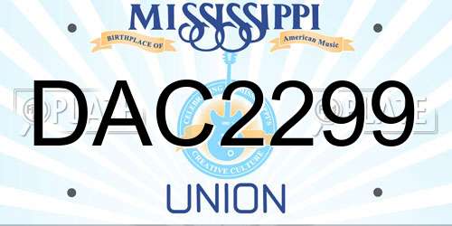 DAC2299 Mississippi License Plate