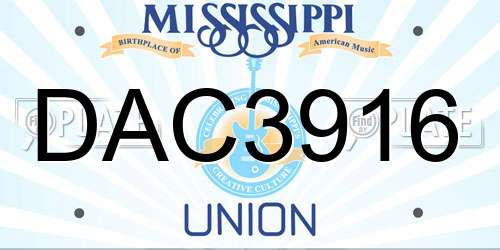 DAC3916 Mississippi License Plate