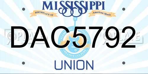 DAC5792 Mississippi License Plate