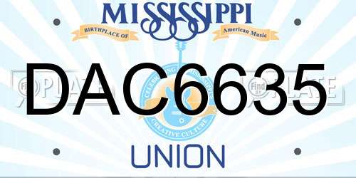 DAC6635 Mississippi License Plate