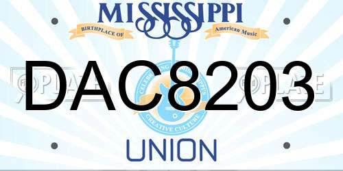 DAC8203 Mississippi License Plate