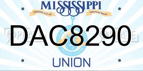 DAC8290 Mississippi License Plate