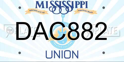 DAC882 Mississippi License Plate