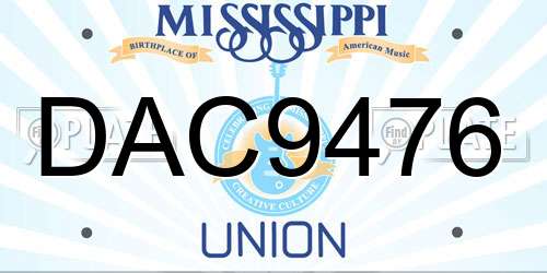 DAC9476 Mississippi License Plate