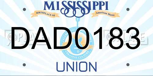 DAD0183 Mississippi License Plate