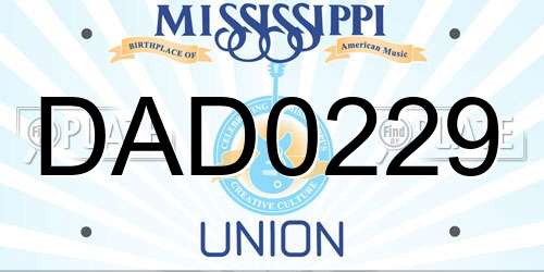 DAD0229 Mississippi License Plate