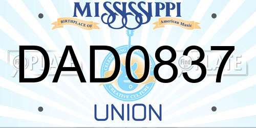 DAD0837 Mississippi License Plate