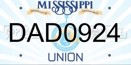 DAD0924 Mississippi License Plate