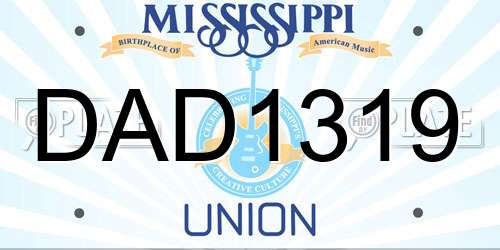 DAD1319 Mississippi License Plate