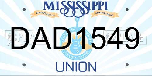 DAD1549 Mississippi License Plate