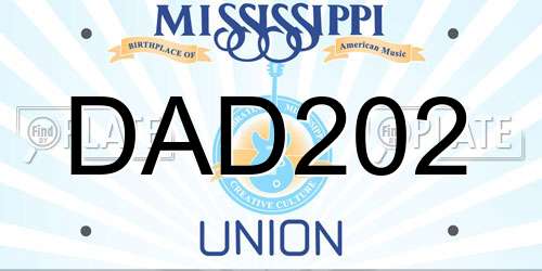 DAD202 Mississippi License Plate