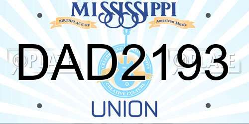 DAD2193 Mississippi License Plate