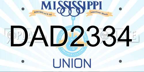 DAD2334 Mississippi License Plate