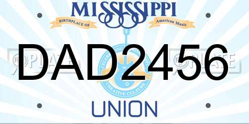 DAD2456 Mississippi License Plate