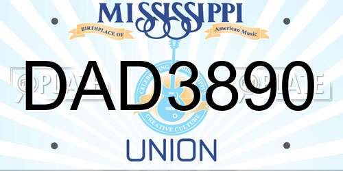 DAD3890 Mississippi License Plate