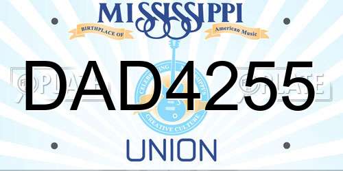 DAD4255 Mississippi License Plate