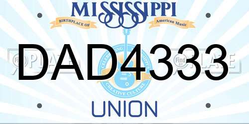 DAD4333 Mississippi License Plate