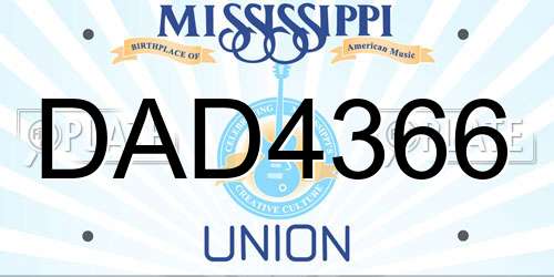 DAD4366 Mississippi License Plate