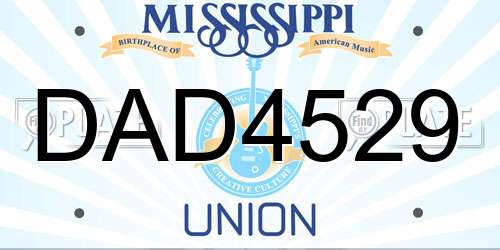 DAD4529 Mississippi License Plate