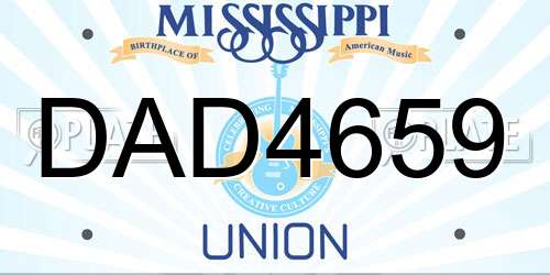 DAD4659 Mississippi License Plate