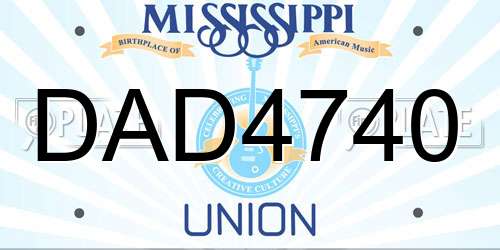 DAD4740 Mississippi License Plate