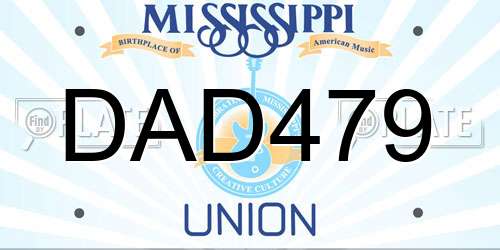 DAD479 Mississippi License Plate