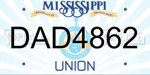 DAD4862 Mississippi License Plate