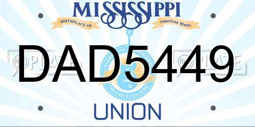 DAD5449 Mississippi License Plate