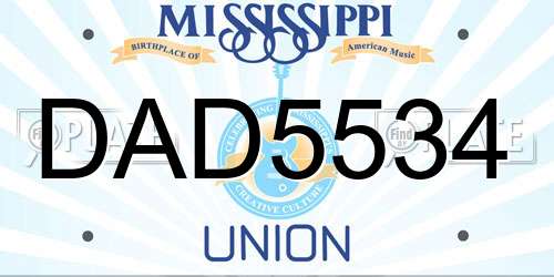DAD5534 Mississippi License Plate