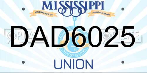 DAD6025 Mississippi License Plate