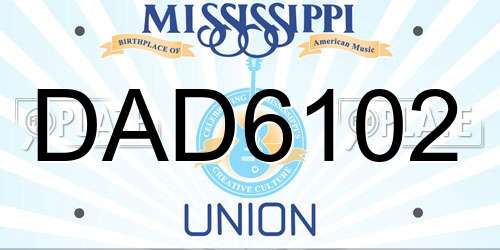 DAD6102 Mississippi License Plate