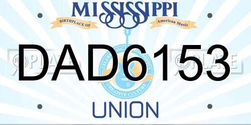 DAD6153 Mississippi License Plate
