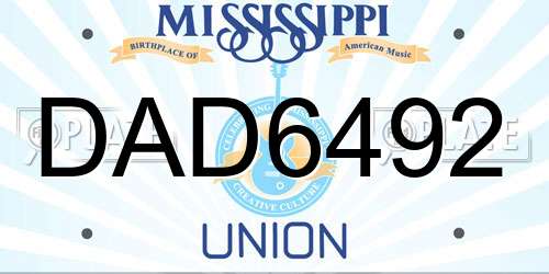 DAD6492 Mississippi License Plate