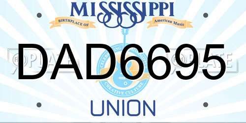 DAD6695 Mississippi License Plate